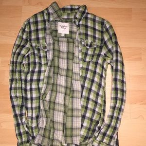 green and navy flannel